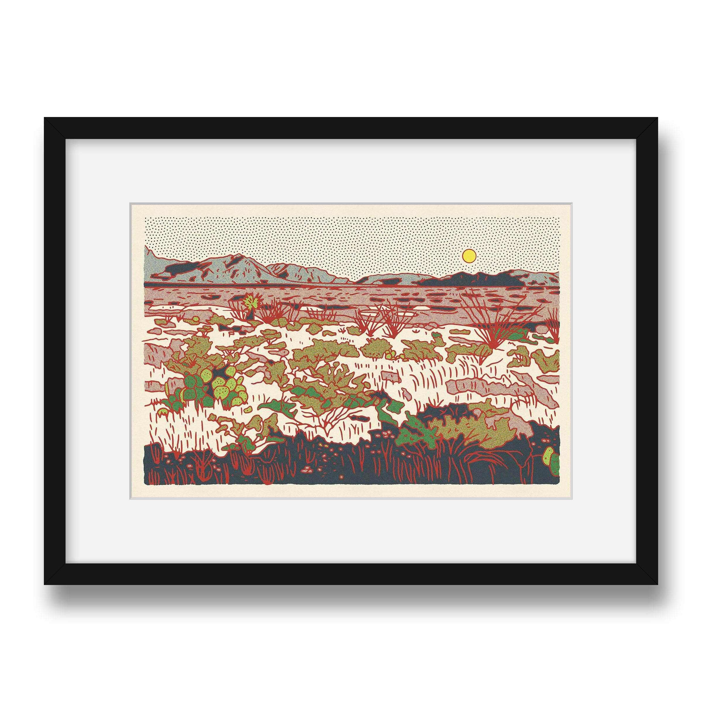 An Evening Walk Through The Desert | Framed Illustration by