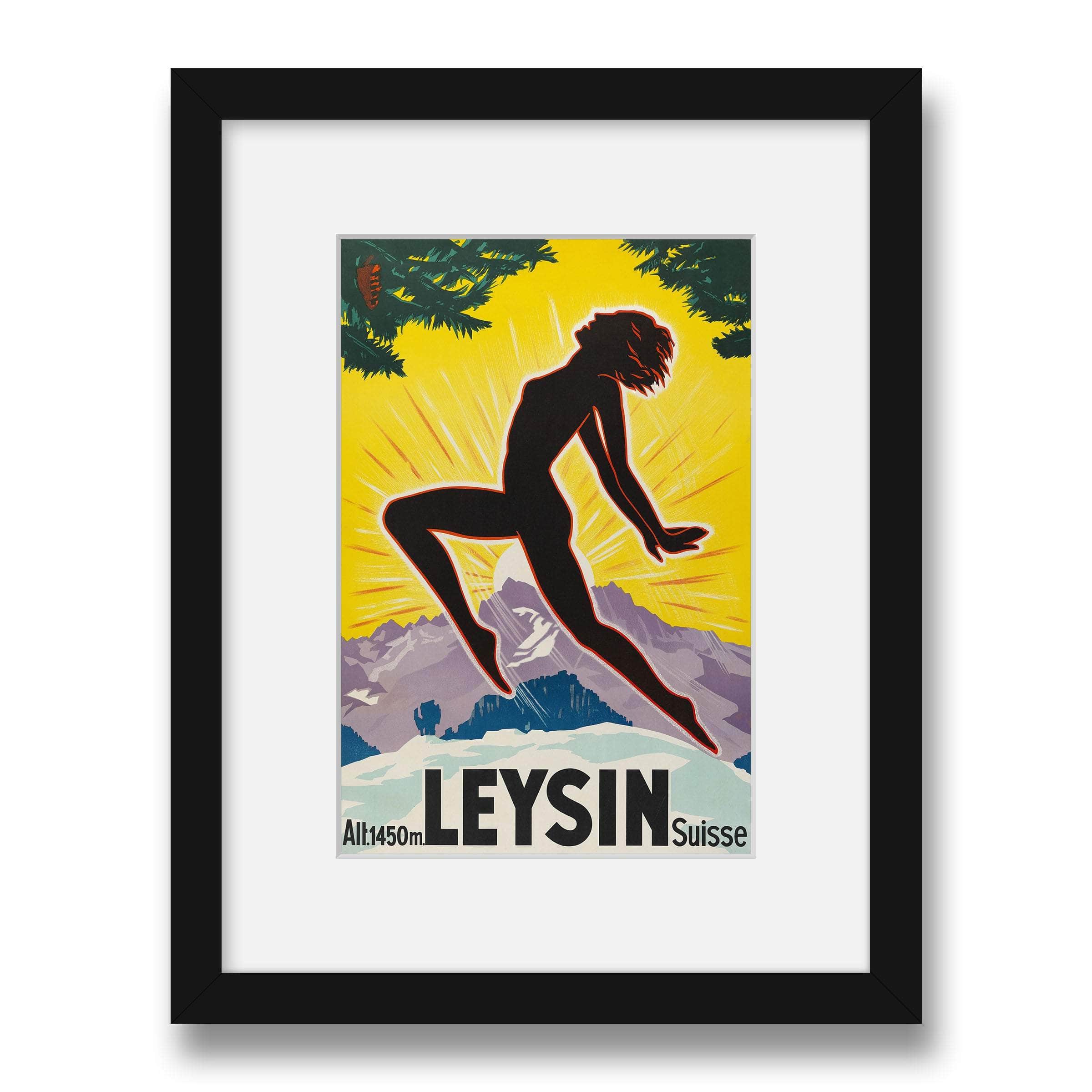 Poster Vintage Leysin Suisse 40x60 Cm - Impression Sur Toile - Décoration Murale Salon, Bureau, Chambre
